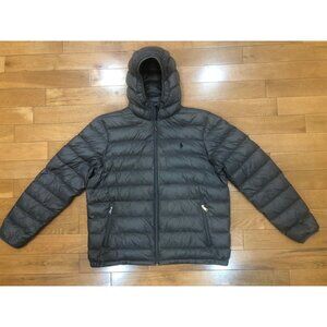Polo Ralph Lauren Packable Hooded Down Puffer Charcoal Gray Jacket Size XL